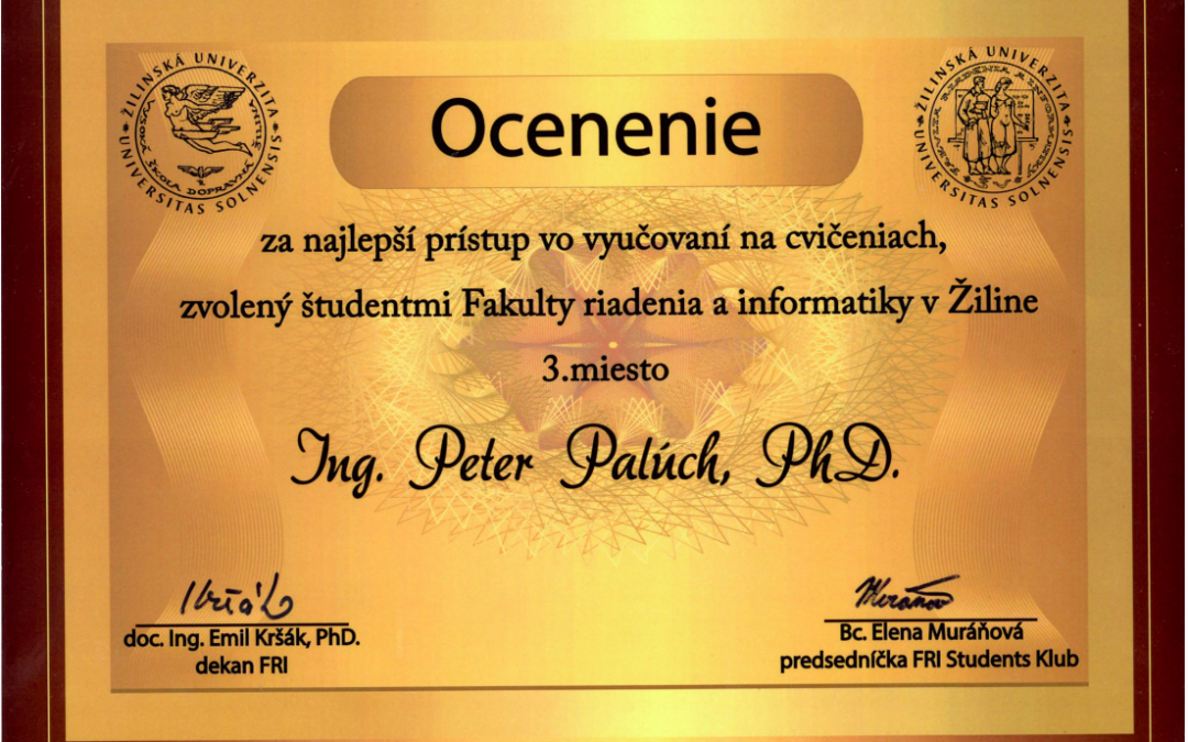 Peter Palúch – award for leading exercises