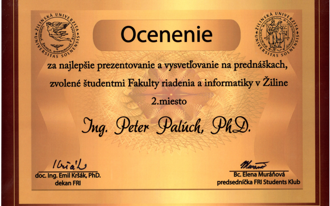 Peter Palúch – award for leading lectures